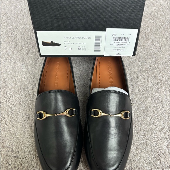Coach Black Leather Loafers - Picture 1 of 7